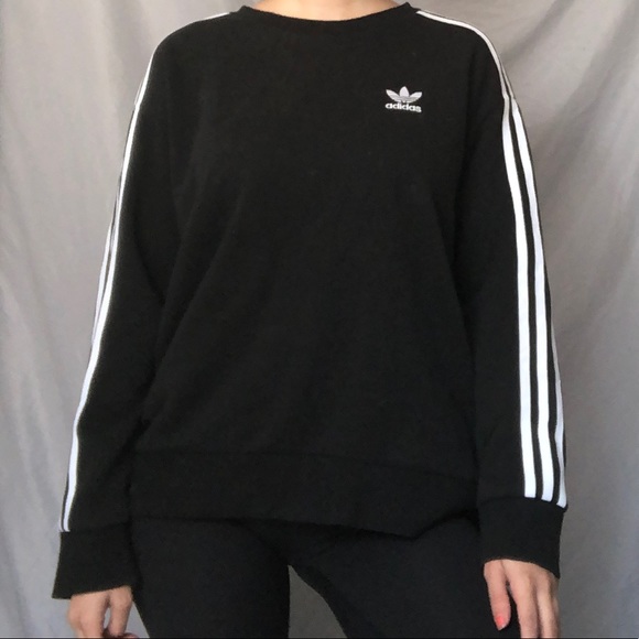 Adidas black & white long sleeve crewneck sweater - Picture 3 of 3